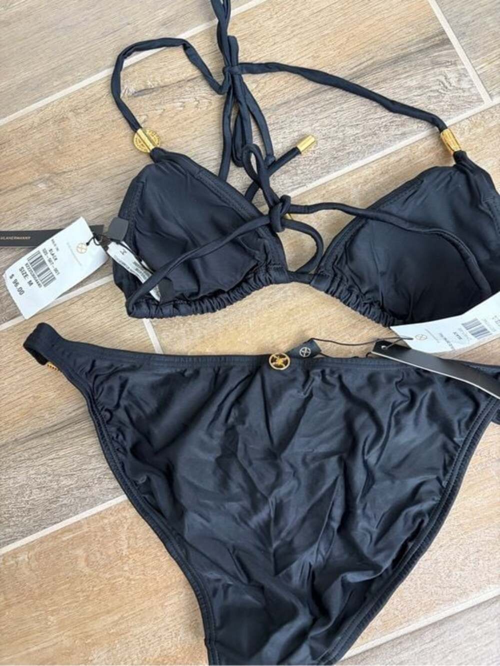 Vix Black Triangle Bikini with Gold Accents - Picture 2 of 5